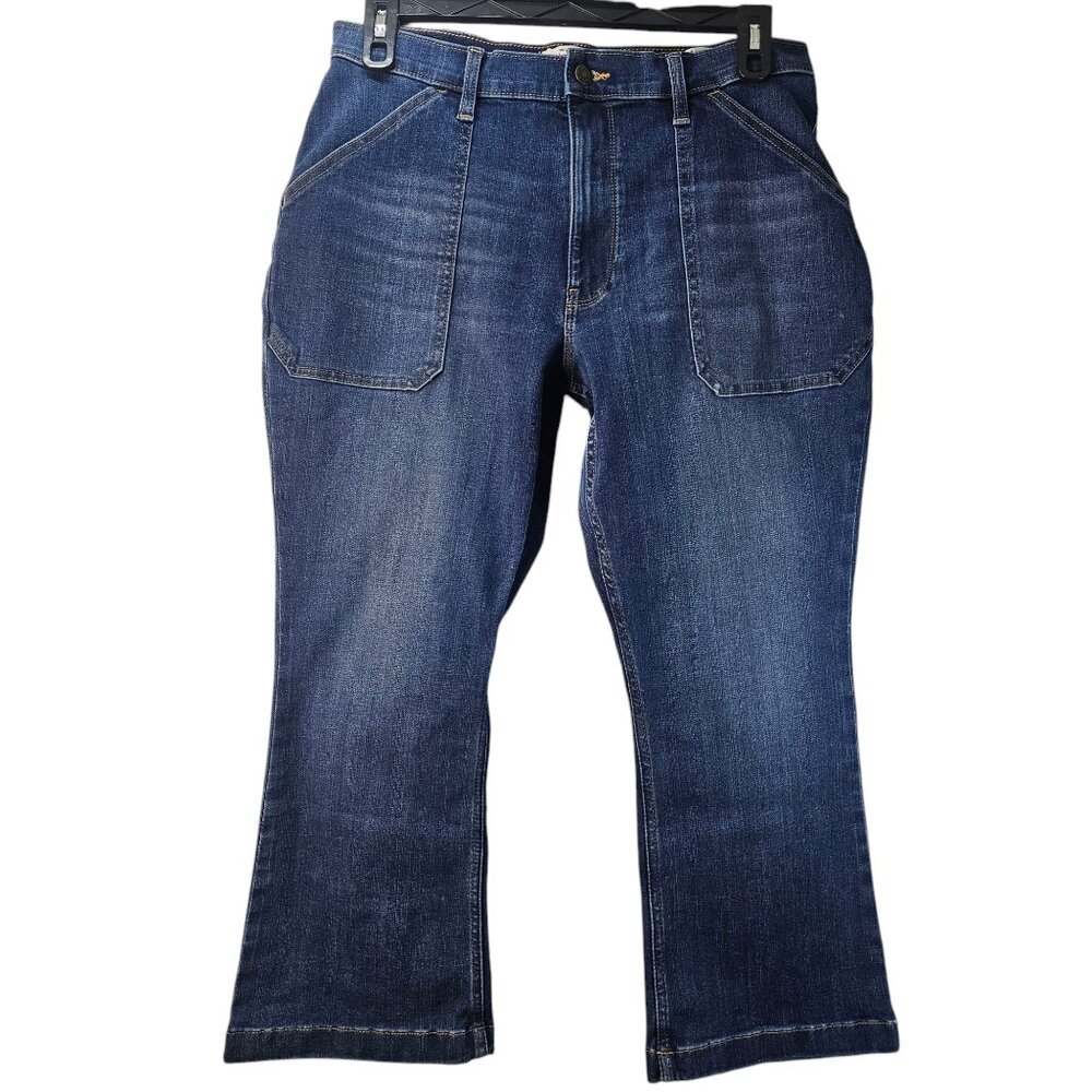 Wrangler Women Jeans High Rise Kick Flare Size 34 Blue Dark Denim